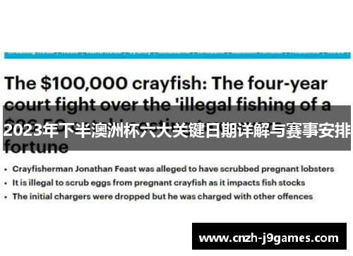2023年下半澳洲杯六大关键日期详解与赛事安排